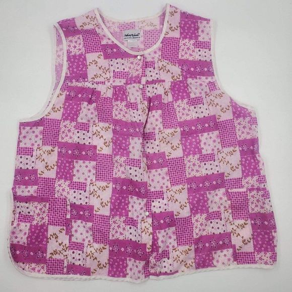 Anthony Richards Other - Anthony Richards Vintage Pearl Snap Smock Apron Duster Pink Floral Pockets 2X